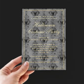 Elegant Gothic Skulls Halloween Costume Party Folie Uitnodiging