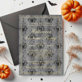 Elegant Gothic Skulls Halloween Costume Party Folie Uitnodiging