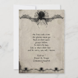 Elegant Gothic Spider Halloween Party Invitation Kaart