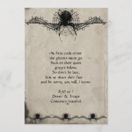 Elegant Gothic Spider Halloween Party Invitation Kaart