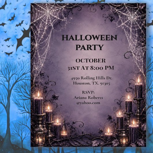 Elegant Gothic Spinnenweb Halloween Kaart