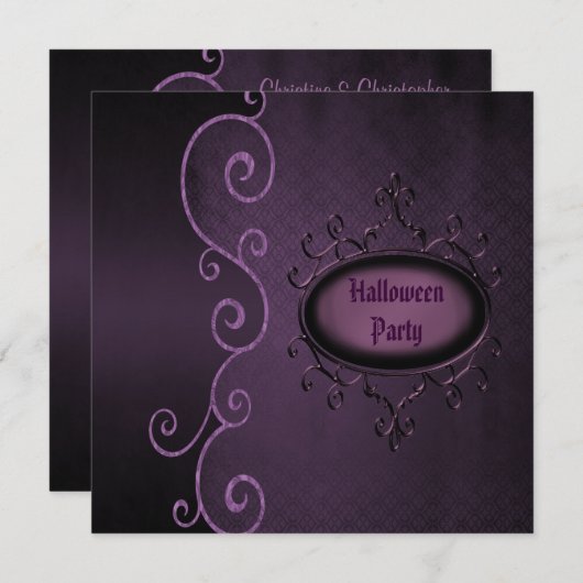 Elegant Gothic Swirls Halloween Party Kaart (Voorkant / Achterkant)