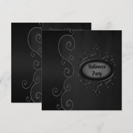 Elegant Gothic  Swirls Halloween Party Kaart (Voorkant / Achterkant)