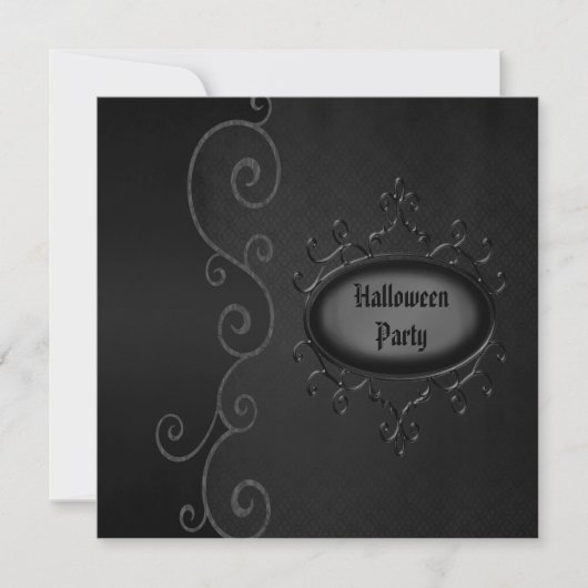 Elegant Gothic  Swirls Halloween Party Kaart (Voorkant)