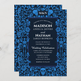 Elegant Gothic Victoriaans Blue Wedding Kaart
