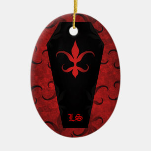 Elegant gothic Victoriaans doodskist Red Halloween Keramisch Ornament