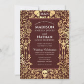 Elegant Gothic Victoriaans Gold Foil Wedding Kaart (Voorkant)