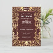Elegant Gothic Victoriaans Gold Foil Wedding Kaart (Staand voorkant)