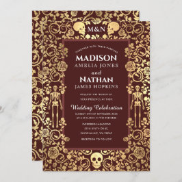 Elegant Gothic Victoriaans Gold Foil Wedding Kaart