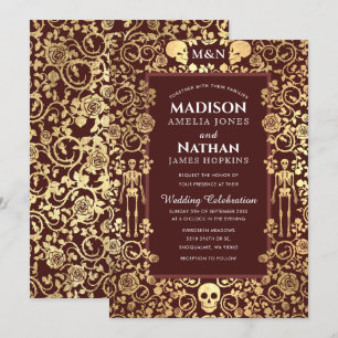 Elegant Gothic Victoriaans Gold Foil Wedding Kaart