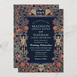 Elegant Gothic Victoriaans Gold Foil Wedding Kaart