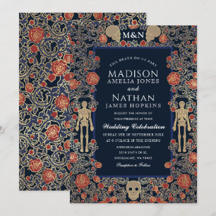 Elegant Gothic Victoriaans Gold Foil Wedding Kaart