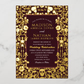 Elegant Gothic Victoriaans Gold Wedding Folie Uitnodiging (Voorkant)