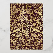 Elegant Gothic Victoriaans Gold Wedding Folie Uitnodiging (Achterkant)