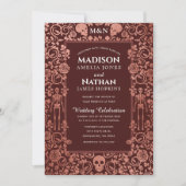 Elegant Gothic Victoriaans Roos Gold Foil Wedding Kaart (Voorkant)