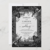 Elegant Gothic Victorian Floral Wedding Kaart (Voorkant)