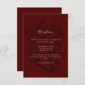 Elegant Gothic Wedding Blood Red Floral Reception Informatiekaartje (Voorkant / Achterkant)