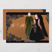 Elegant Gothic Wedding Invitation Kaart (Voorkant / Achterkant)