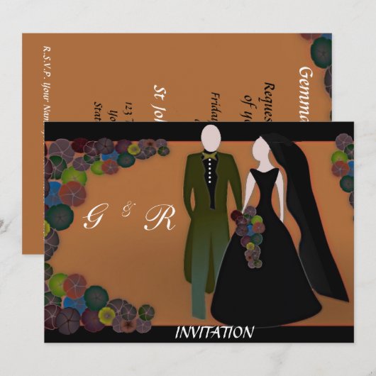 Elegant Gothic Wedding Invitation Kaart (Voorkant / Achterkant)