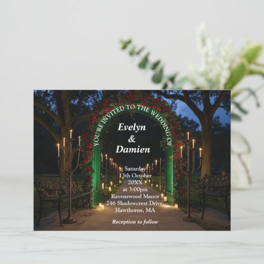 Elegant Gothic Wedding Invitation Kaart (Staand voorkant)