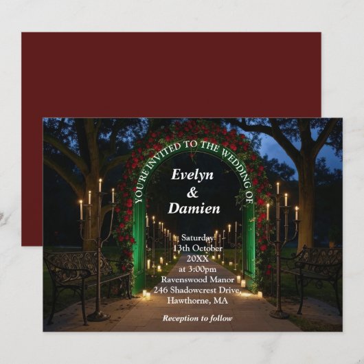 Elegant Gothic Wedding Invitation Kaart (Voorkant / Achterkant)