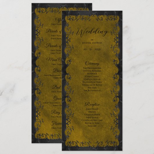 Elegant Gothic Wedding Program Menu (Voorkant / Achterkant)