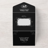 Elegant Gothic Wedding Skeletons Black & White All In One Uitnodiging (Buitenkant)