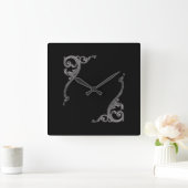 Elegant Gothic wervelontwerp Vierkante Klok (Huis)