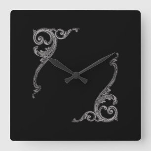 Elegant Gothic wervelontwerp Vierkante Klok