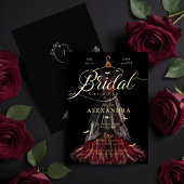 Elegant Gothic Zwart Trouwjurk Vrijgezellenfeest Folie Uitnodiging