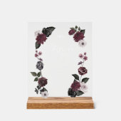 Elegant Gothic Zwart Waterverf Bloemen gunsten Acryl Bord (Voorkant)