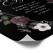 Elegant Gothic Zwart Waterverf Bloemen gunsten tek Poster (Hoek)