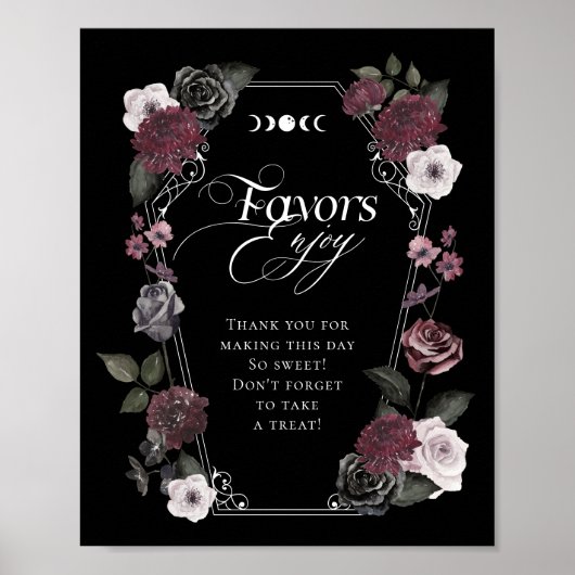 Elegant Gothic Zwart Waterverf Bloemen gunsten tek Poster (Voorkant)