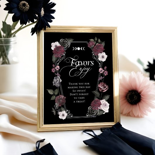 Elegant Gothic Zwart Waterverf Bloemen gunsten tek Poster