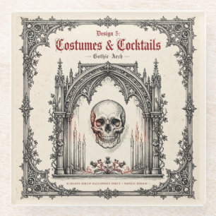 Elegant Gothisch Halloweenfeest Schedel Glazen Onderzetter