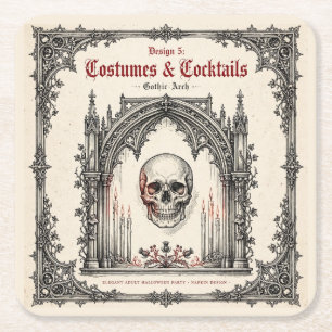 Elegant Gothisch Halloweenfeest Schedel Kartonnen Onderzetters