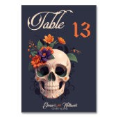 Elegant Gotisch 3D Bloemen Schedel Tafel Nummer Ka Kaart (Voorkant)
