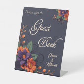 Elegant Gotisch 3D Bloemen teken Gastenboek Bruilo Reclamebord Met Voetstuk (Voorkant)