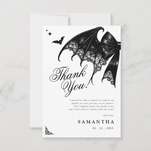 Elegant gotisch Baby shower bedankkaart (Voorkant)