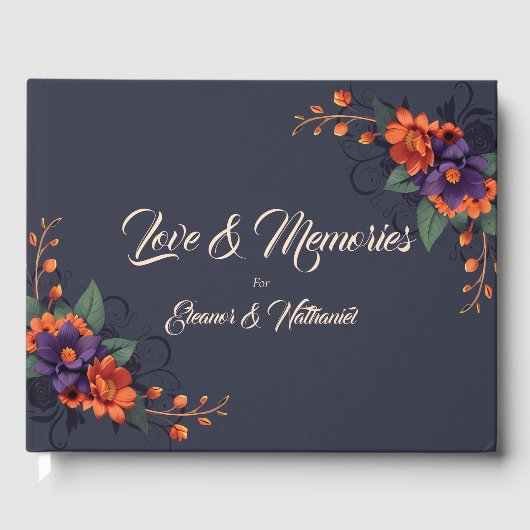 Elegant Gotisch Bloemen Bruiloft Gastenboek (Voorkant)