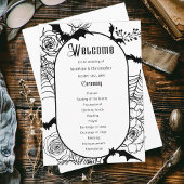 Elegant Gotisch Bloemen Huwelijksprogramma Programmakaart