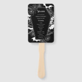 Elegant Gotisch Bloemen Zwart Huwelijksprogramma Handwaaier (Voorkant)