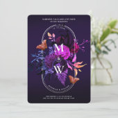 Elegant Gotisch Bruiloft Boho Donker Paarse Botani Kaart (Staand voorkant)
