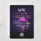 Elegant Gotisch Bruiloft Boho Donker Paarse Botani Kaart (Achterkant)