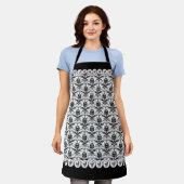 Elegant Gotisch  Damask & Skull Pattern Schort (Gedragen)