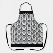 Elegant Gotisch Damask & Skull Pattern Schort (Voorkant)