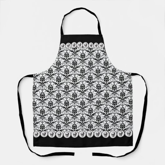 Elegant Gotisch  Damask & Skull Pattern Schort (Voorkant)