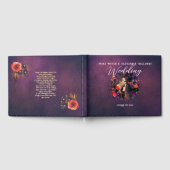 Elegant Gotisch Donker Bloemen Paarse Foto Bruilof Gastenboek (Volledig)