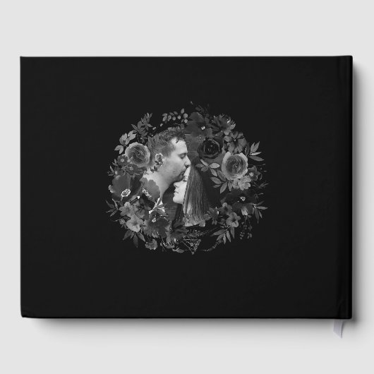 Elegant Gotisch Donker Bos Foto Bruiloft Gastenboek (Achterkant)