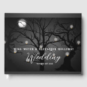 Elegant Gotisch Donker Bos Foto Bruiloft Gastenboek (Voorkant)